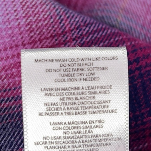 Small Noble Outfitters Womens Purple Pink Fuchsia Cotton Flannel Long Sleeve - Picture 13 of 16